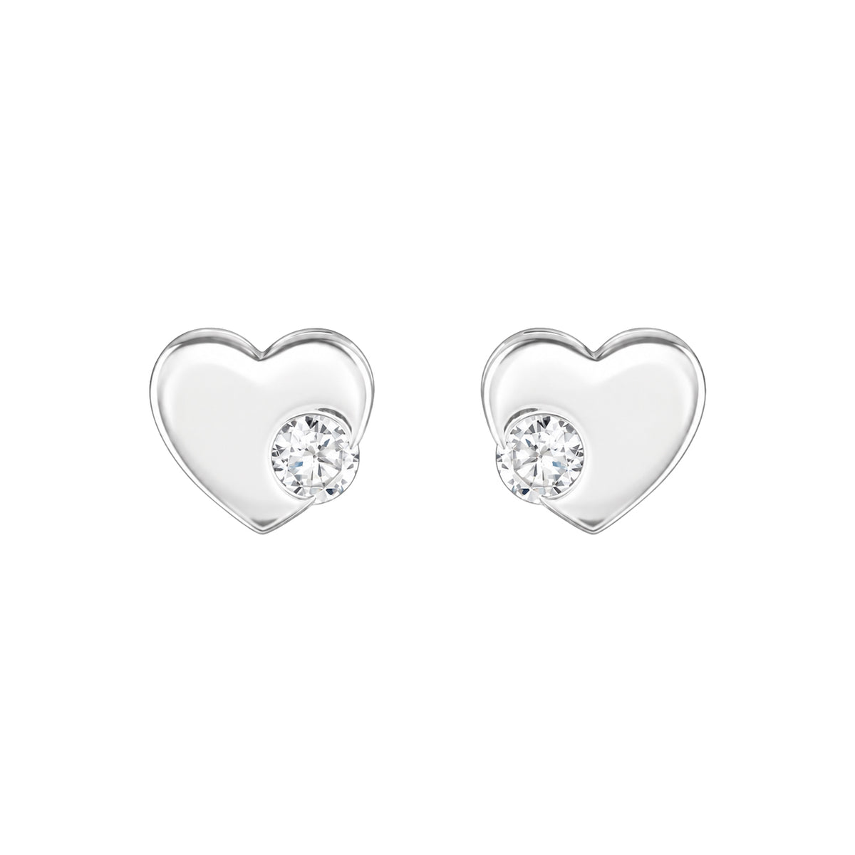 Cercei Coeur Lumière Argint 925 in forma de inima cu pietre rotunde transparente, Black Friday bijuterii MAISON La Stéphanie