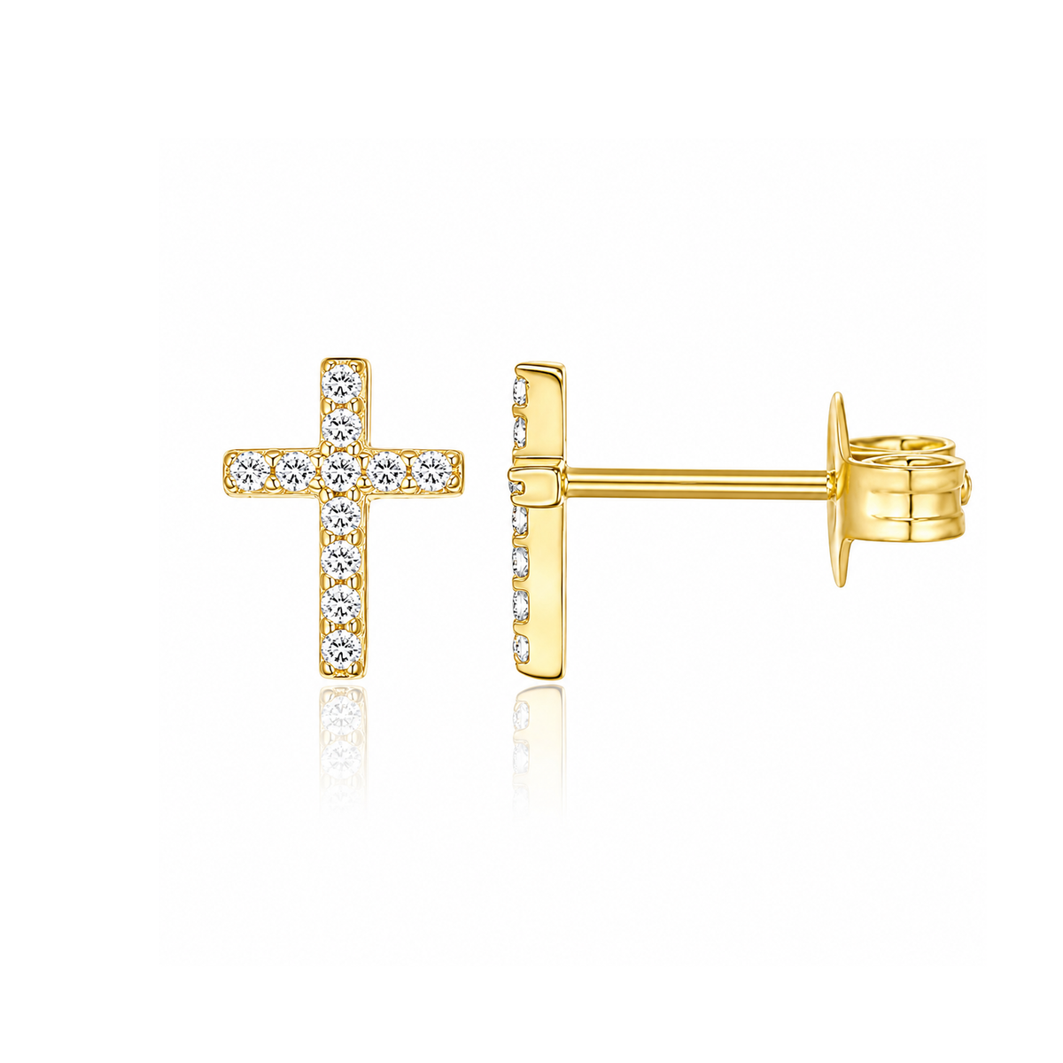 Cercei Cruce Argint 925 Placat cu Aur Golden Faith | Maison La Stéphanie