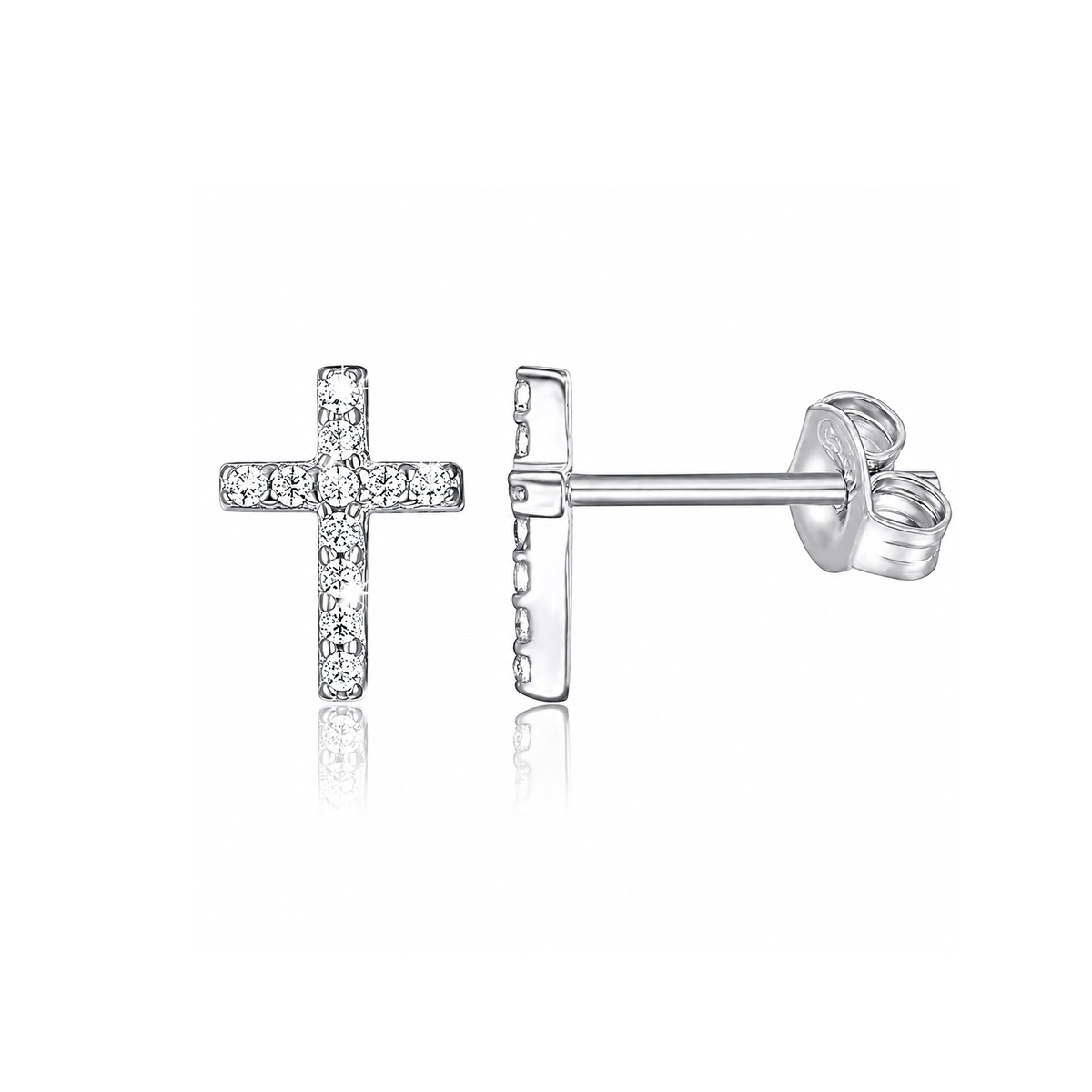 Cercei Cruce Argint 925 Placat cu Rodiu Silver Faith | Maison La Stéphanie