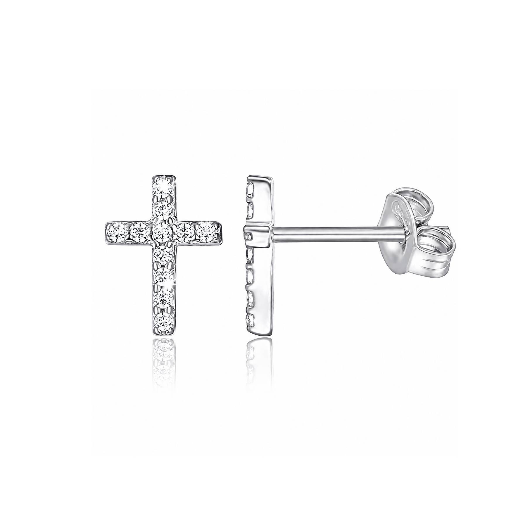Cercei Cruce Argint 925 Placat cu Rodiu Silver Faith | Maison La Stéphanie