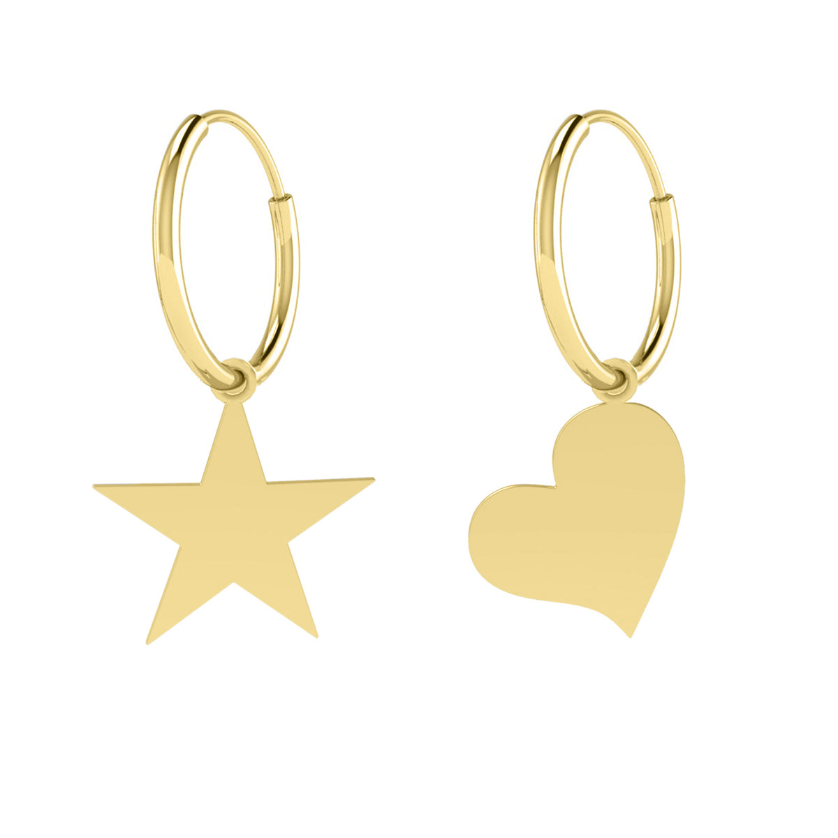 CERCEI HOOP HEART & STAR, argint placat cu aur  Maison la Stephanie   