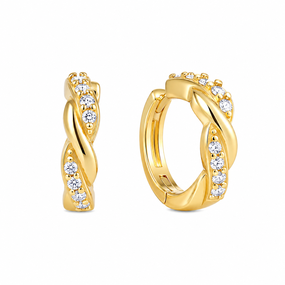 Cercei Hoops Argint 925 Placat cu Aur Golden Twist Glow | Maison La Stéphanie
