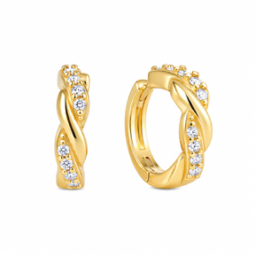 Cercei Hoops Argint 925 Placat cu Aur Golden Twist Glow | Maison La Stéphanie