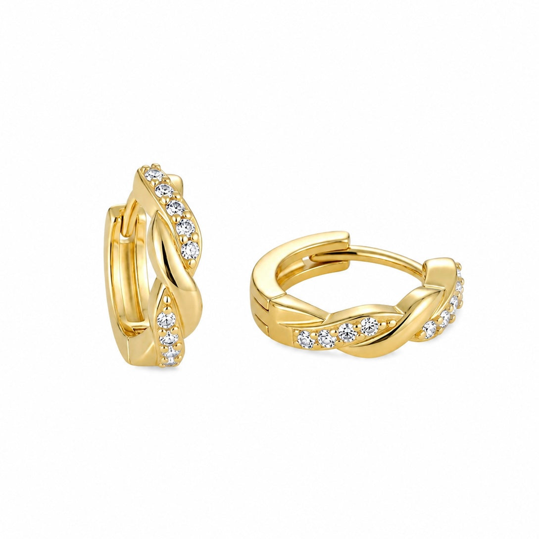 Cercei Hoops Argint 925 Placat cu Aur Golden Twist Glow | Maison La Stéphanie