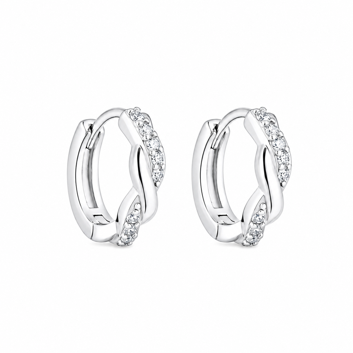Cercei Hoops Argint 925 Placat cu Rodiu Silver Twist Glow | Maison La Stéphanie
