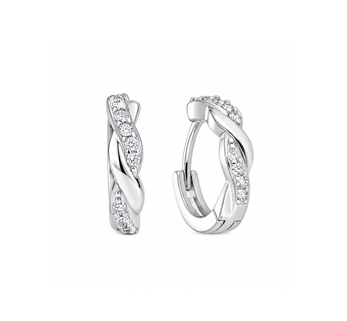 Cercei Hoops Argint 925 Placat cu Rodiu Silver Twist Glow | Maison La Stéphanie