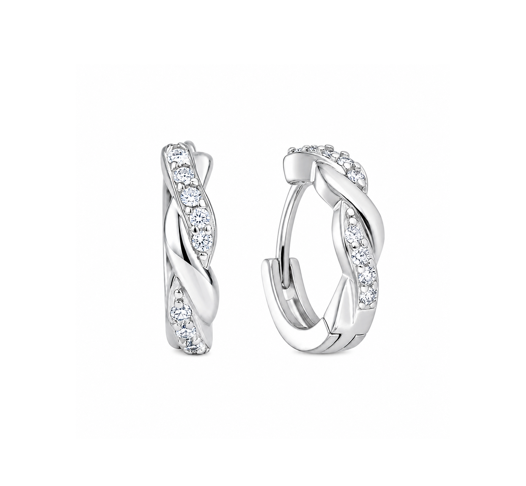 Cercei Hoops Argint 925 Placat cu Rodiu Silver Twist Glow | Maison La Stéphanie