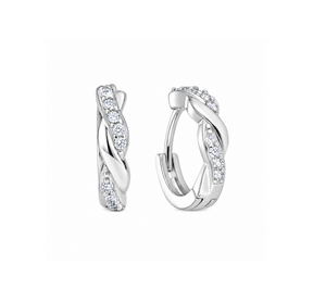 Cercei Hoops Argint 925 Placat cu Rodiu Silver Twist Glow | Maison La Stéphanie