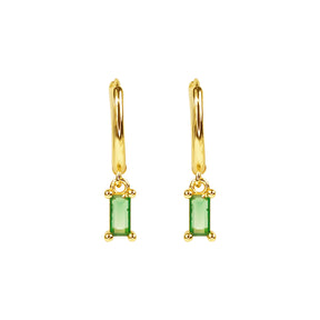 Cercei eleganți din argint placat cu aur 18K, cu zirconiu verde — un accesoriu fresh și un cadou feminin pentru iubitoarele de bijuterii fine Maison La Stéphanie.