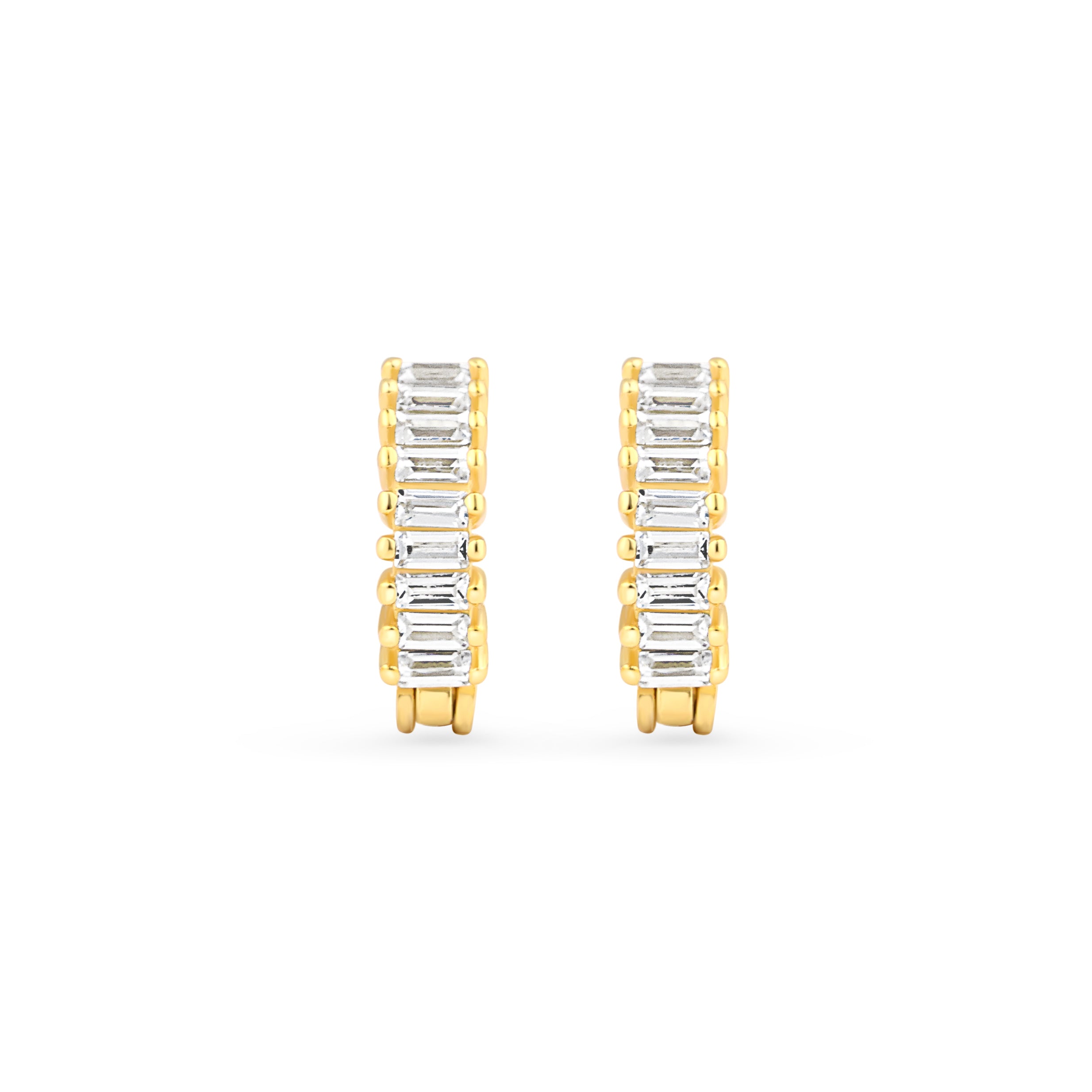 Cercei hoops din argint 925 placat cu aur 18K și zirconia albă, bijuterie elegantă și cadou ideal pentru femei, marca Maison La Stéphanie.