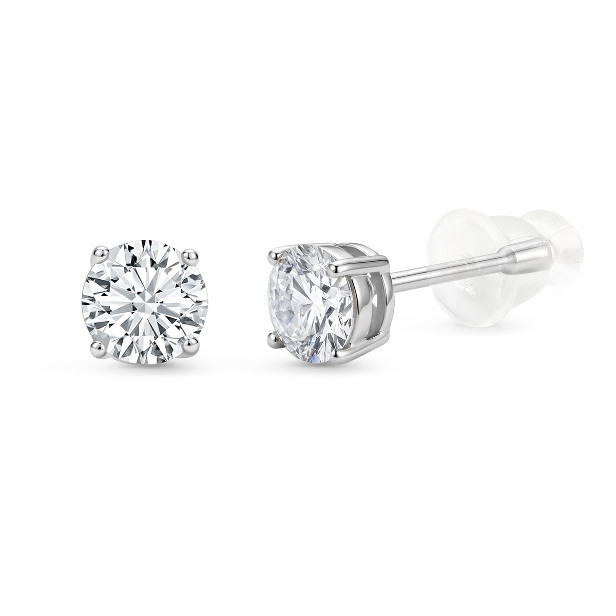 Cercei Monaco Stardust din argint 925 placat cu rodiu, cu pietre moissanit de 0,5 ct și strălucire intensă. Bijuterii elegante și sofisticate semnate MAISON Stéphanie