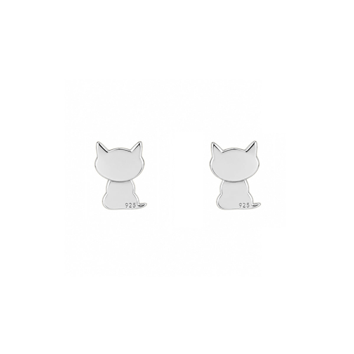 Cercei Petit Chat Argint 925 in forma de pisicuta cu urechi ascutite si codita, finisaj argintiu lucios, Black Friday MAISON La Stéphanie