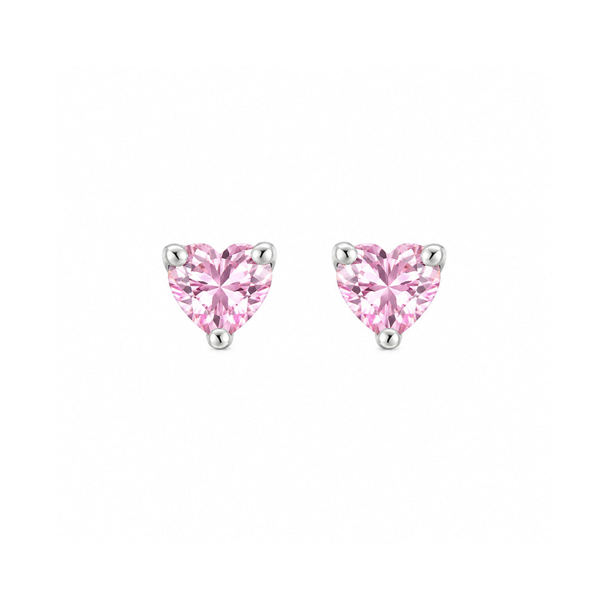 Cercei Petit Heart Blush Argint 925 cu piatra roz in forma de inima, Maison La Stéphanie