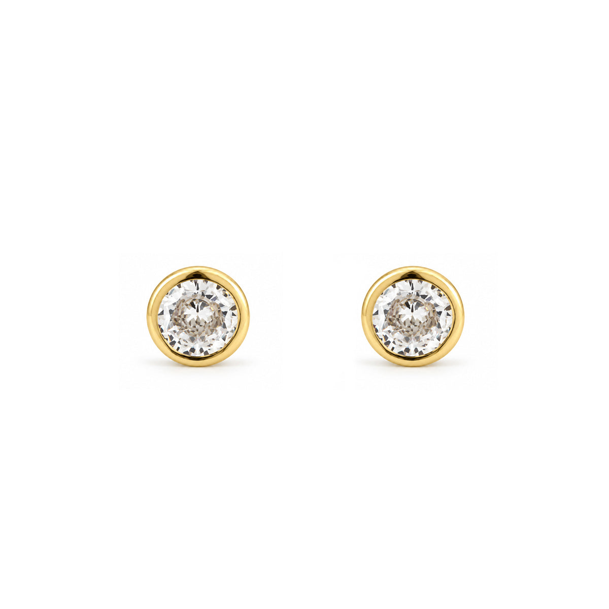 Cercei Solitaire Round Argint 925 placat cu Aur 18K, pietre rotunde transparente, Black Friday MAISON La Stéphanie