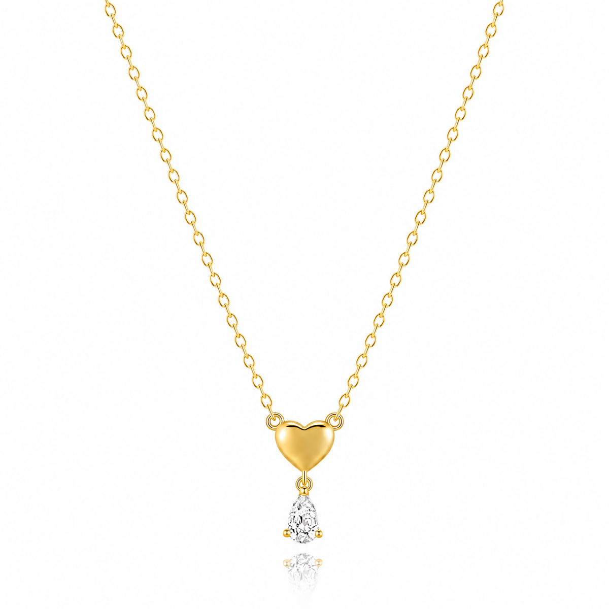 Colier Argint 925 Placat cu Aur Golden Heart Drop | Maison La Stéphanie