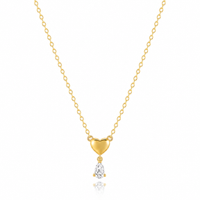 Colier Argint 925 Placat cu Aur Golden Heart Drop | Maison La Stéphanie