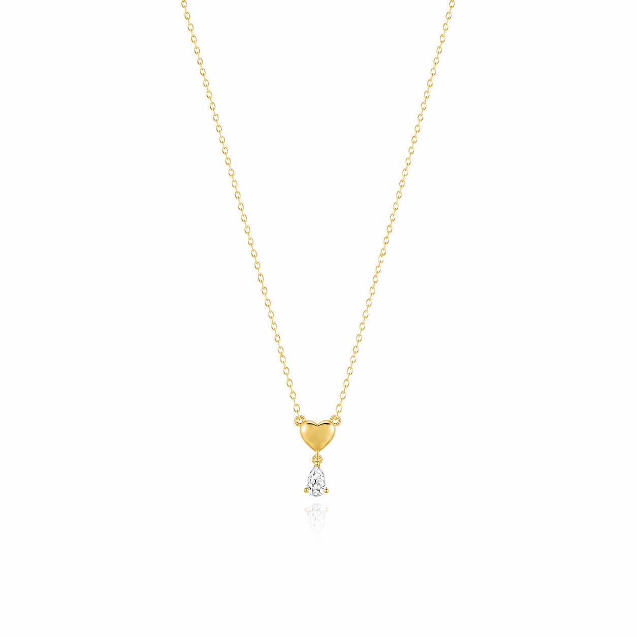Colier Argint 925 Placat cu Aur Golden Heart Drop | Maison La Stéphanie