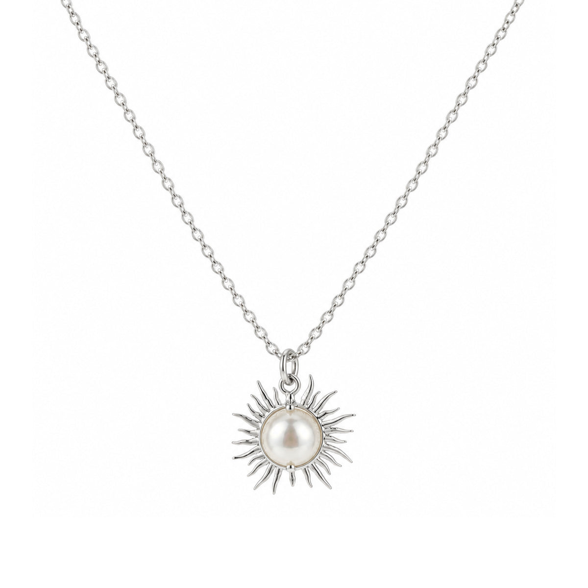Colier Soleil Pearl din Argint 925 cu pandantiv soare si perla alba, colectia Black Friday MAISON La Stéphanie