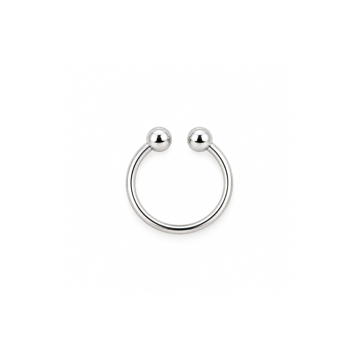Ear Cuff Twin Orbs Argint 925 cu forma de cerc deschis, doua bilute rotunde si finisaj argintiu lucios - MAISON Stéphanie