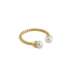 Inel elegant reglabil din argint 925 placat cu aur 18K, cu perle fine – bijuterie rafinată Maison La Stéphanie, ideală pentru cadou.