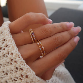 Inel Amethyste Royale din argint 925 placat cu aur, cu piatra mov rafinata si design elegant – Maison La Stephanie