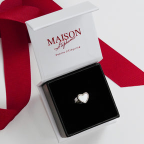 Inel Aspen Silver din argint 925 placat cu rodiu – bijuterie Maison La Stéphanie cu inimă din zirconiu cubic, simbol al rafinamentului și iubirii autentice.