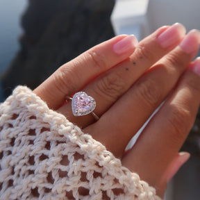 Inel Blush Heart din argint 925 placat cu rodiu, cu moissanit roz in forma de inima – Maison La Stephanie