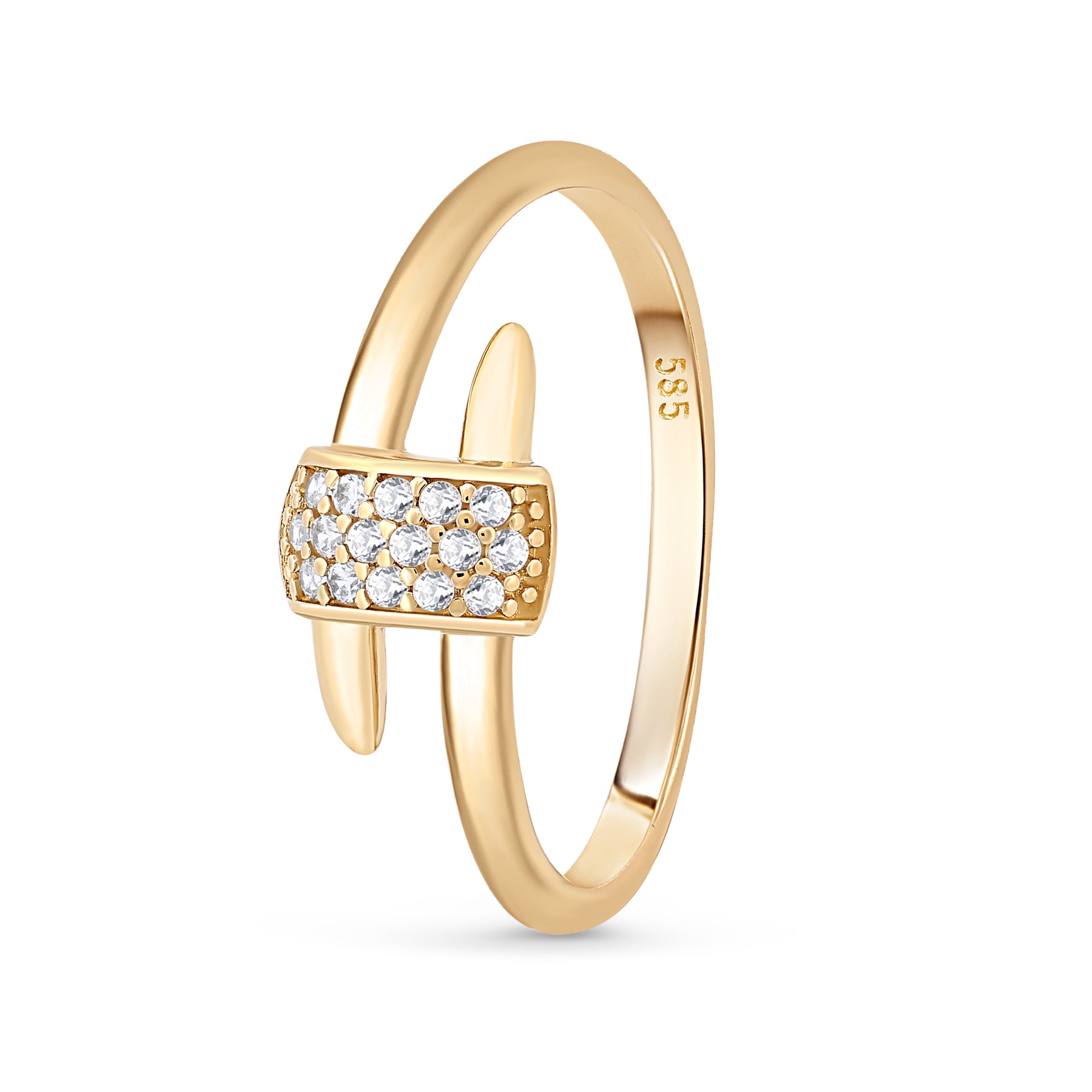 inel aur 14k zirconiu design fulger elegant bijuterie moderna cadou femei