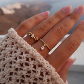 Inel Crystal Drop din argint 925 placat cu aur, cu zirconiu stralucitor in montura eleganta – Maison La Stephanie