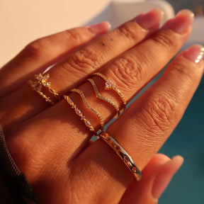 Inel Eau Calme din argint placat cu aur, design delicat inspirat de valurile marii – Maison La Stephanie