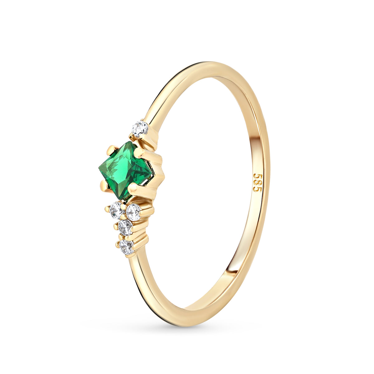 inel aur 14k cu piatra verde zirconiu design elegant cadou special pentru femei sofisticate