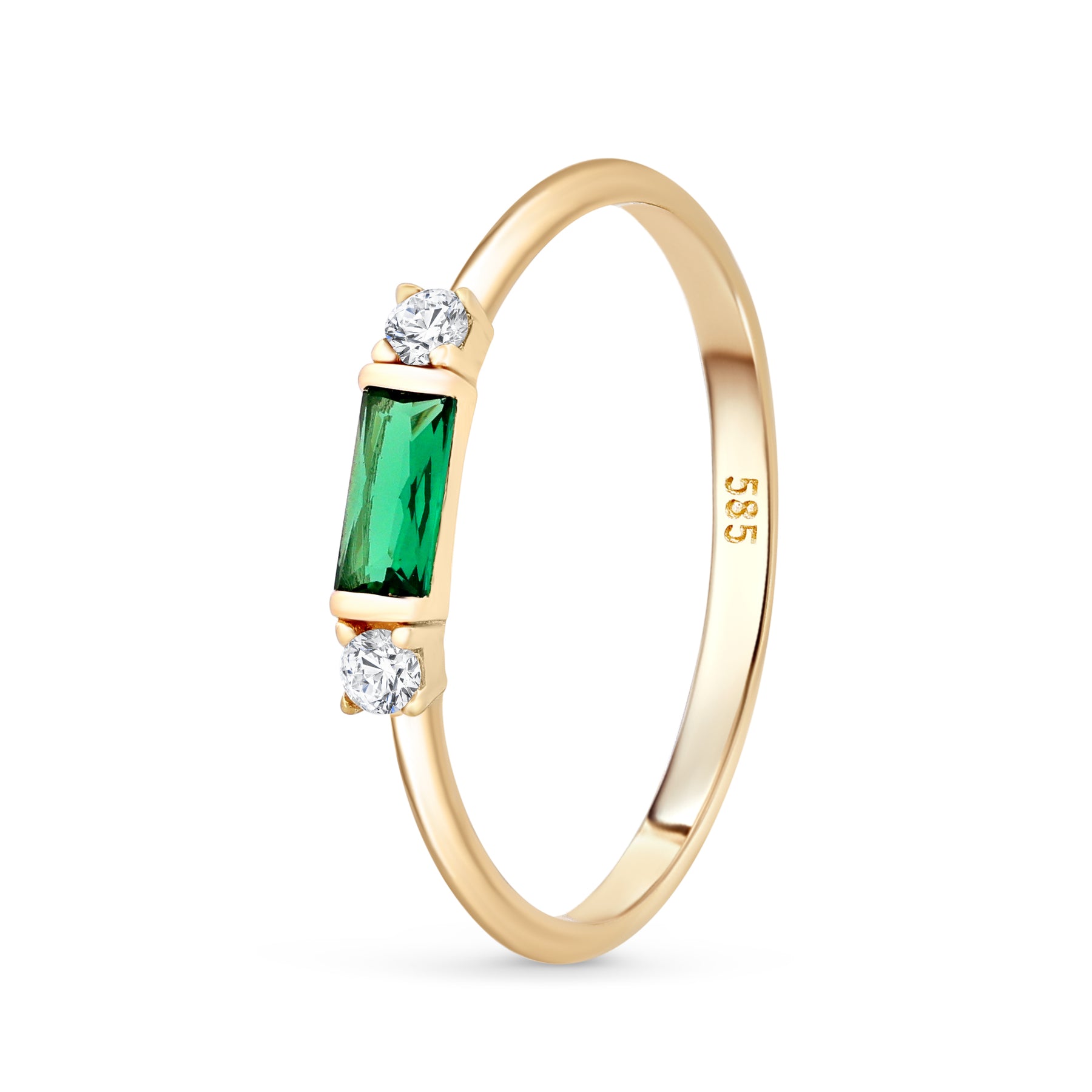 inel aur 14k cu piatra zirconiu verde stil clasic elegant bijuterie cadou femei rafinament