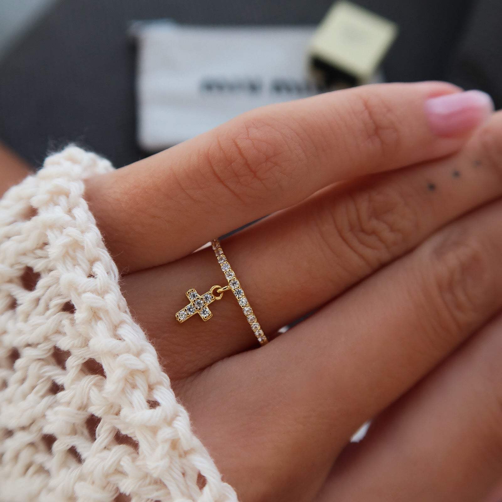 Inel Faith Drop din argint 925 placat cu aur, design delicat cu zirconiu stralucitor – Maison La Stephanie