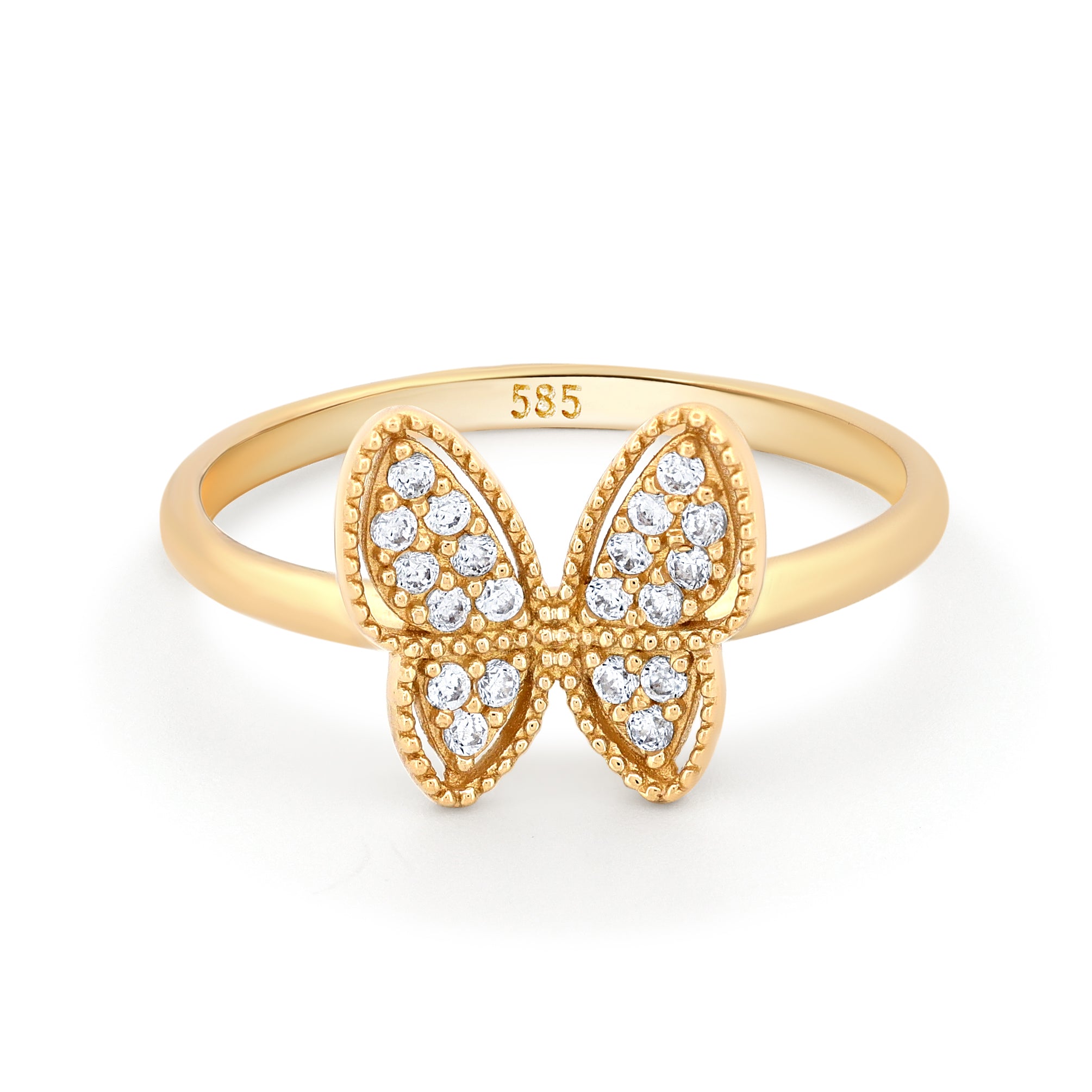 inel aur 14k cu fluture si pietre zirconiu cadou elegant pentru femei brand maison stephanie