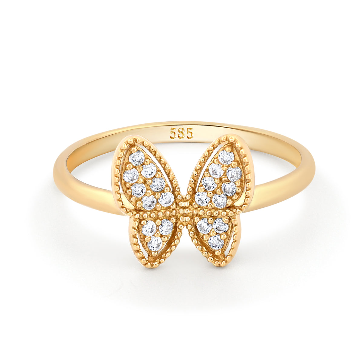 inel aur 14k cu fluture si pietre zirconiu cadou elegant pentru femei brand maison stephanie