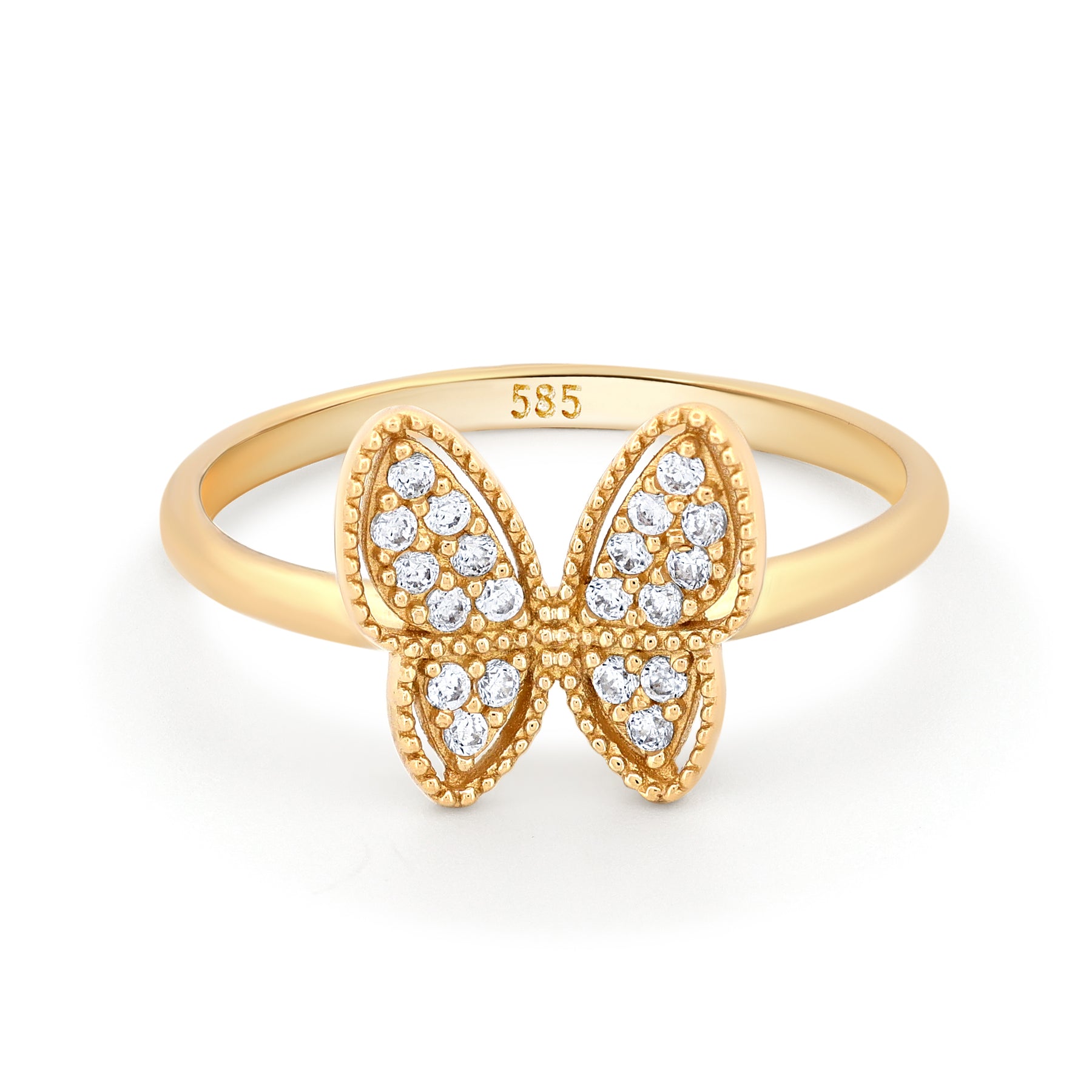 inel aur 14k cu fluture si pietre zirconiu cadou elegant pentru femei brand maison stephanie