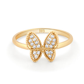 inel aur 14k cu fluture si pietre zirconiu cadou elegant pentru femei brand maison stephanie