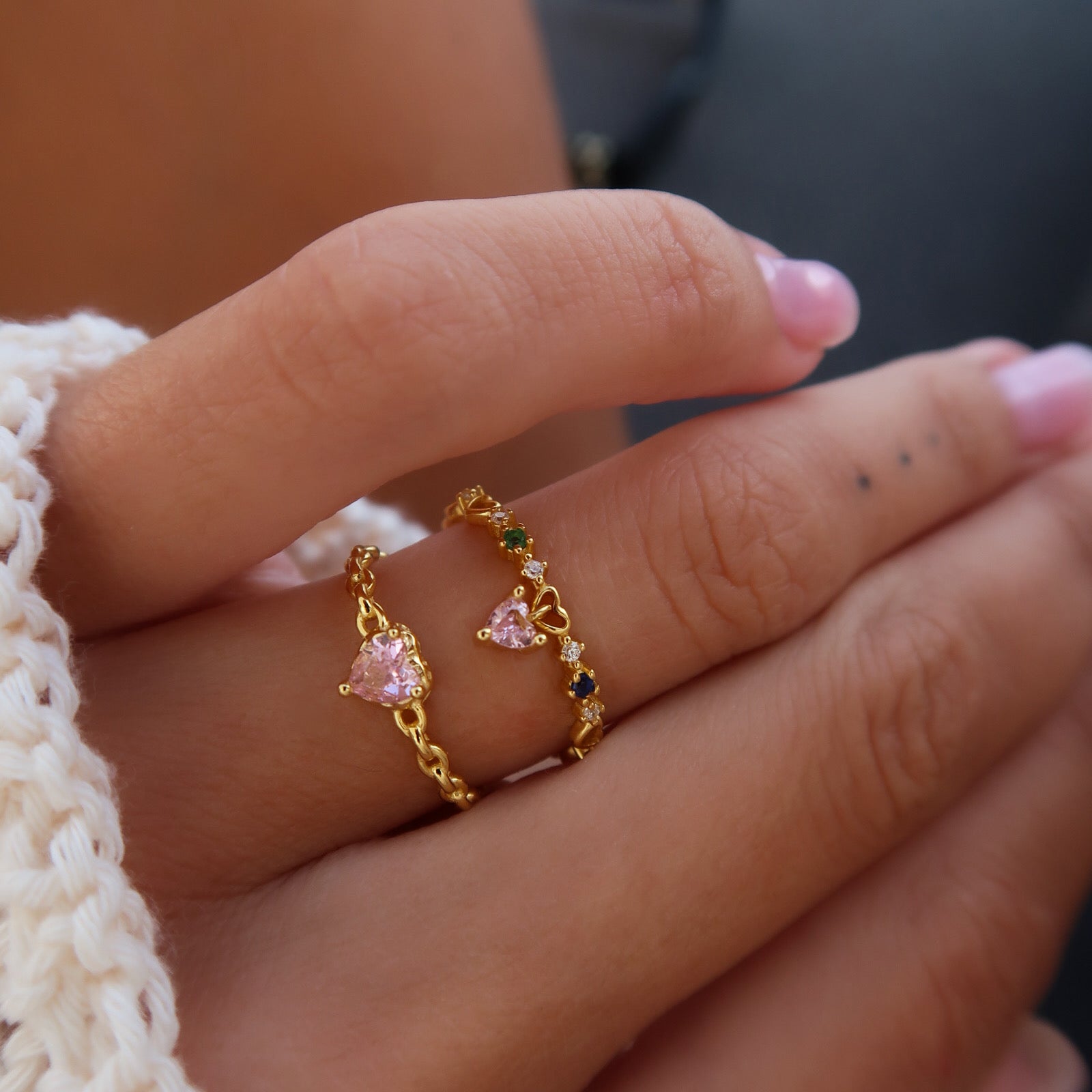 Inel Love Cascade din argint 925 placat cu aur, design elegant cu sir de zirconii stralucitoare – Maison La Stephanie