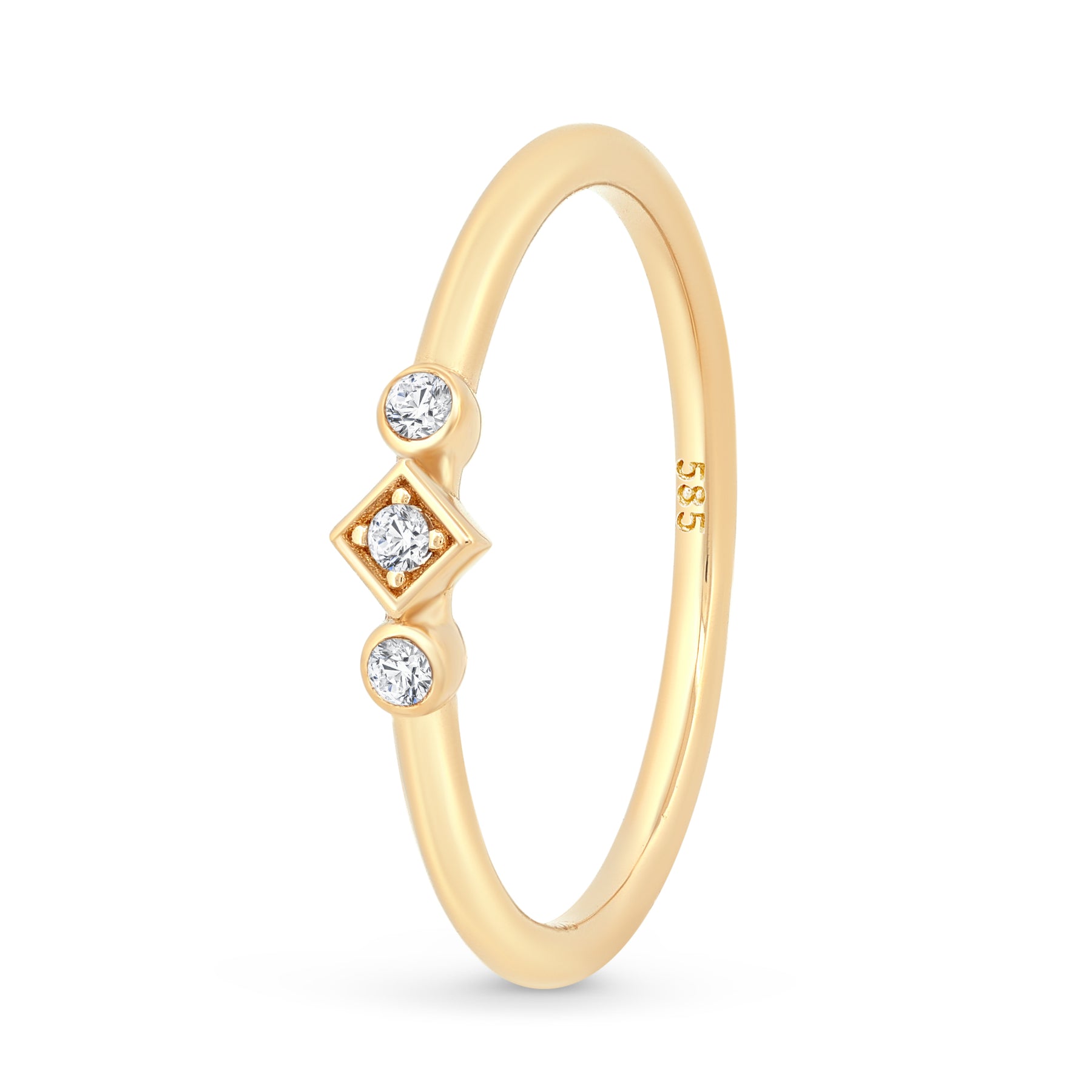 inel aur 14k design geometric elegant zirconiu cadou bijuterie femei