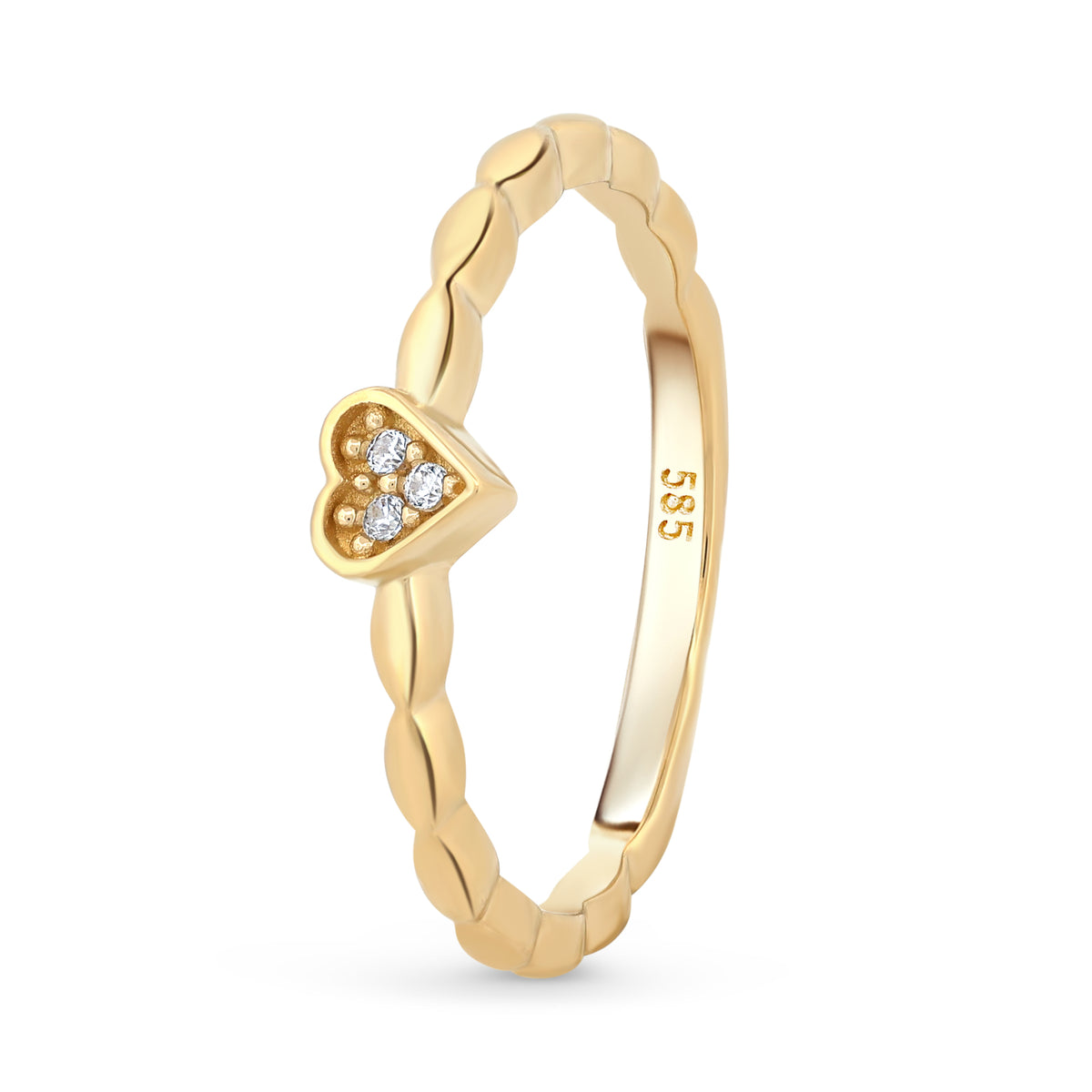 inel din aur 14k cu inima stralucitoare bijuterie romantica pentru femei cadou rafinat cu zirconiu