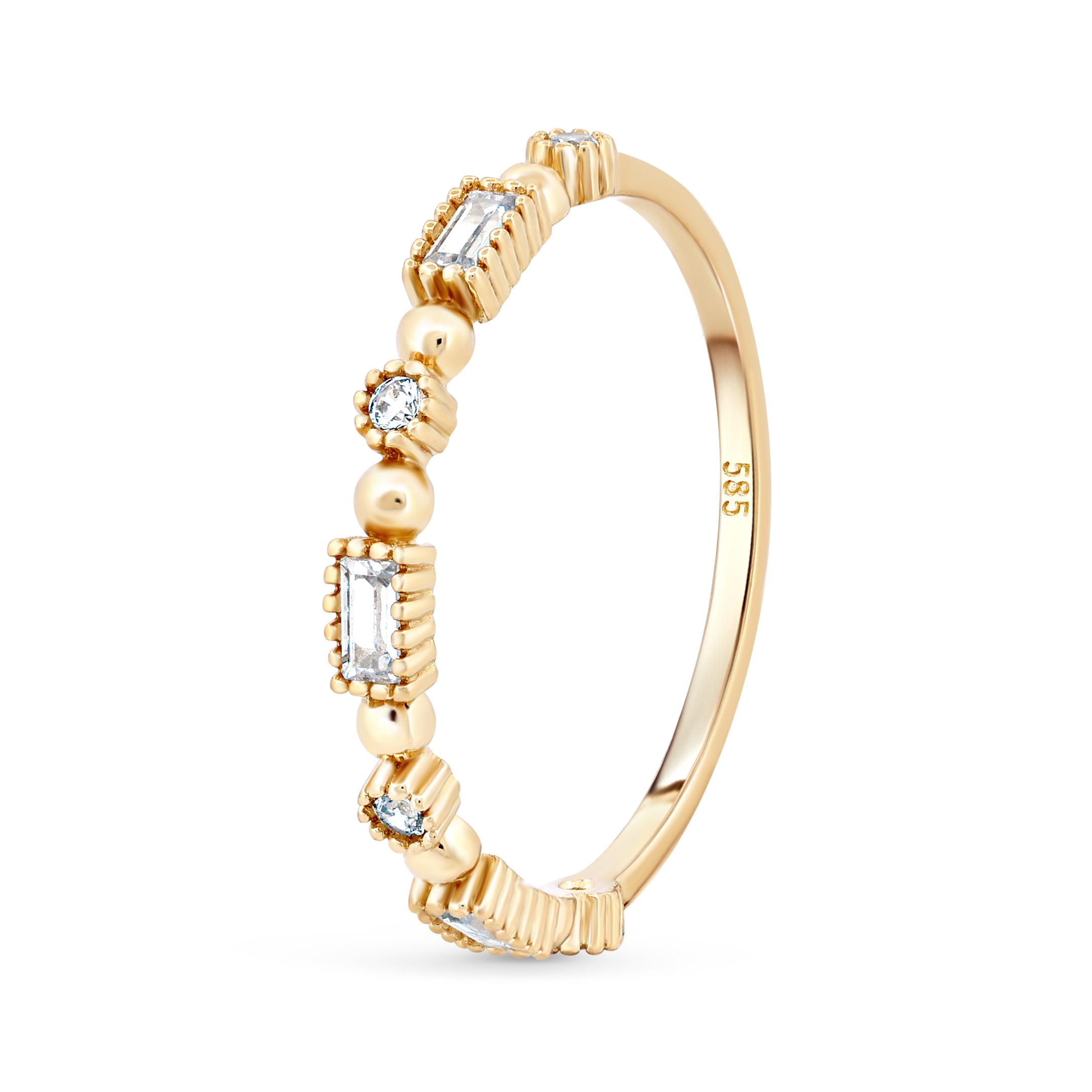 inel fin din aur 14k cu pietre zirconiu design delicat elegant cadou rafinat pentru femei