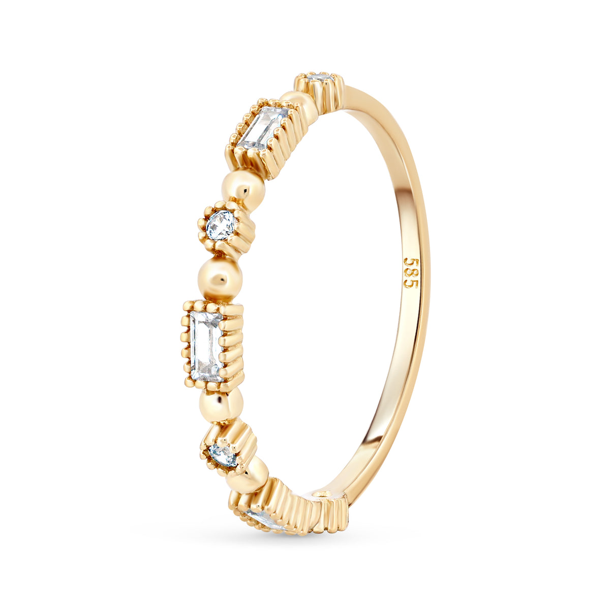 inel fin din aur 14k cu pietre zirconiu design delicat elegant cadou rafinat pentru femei