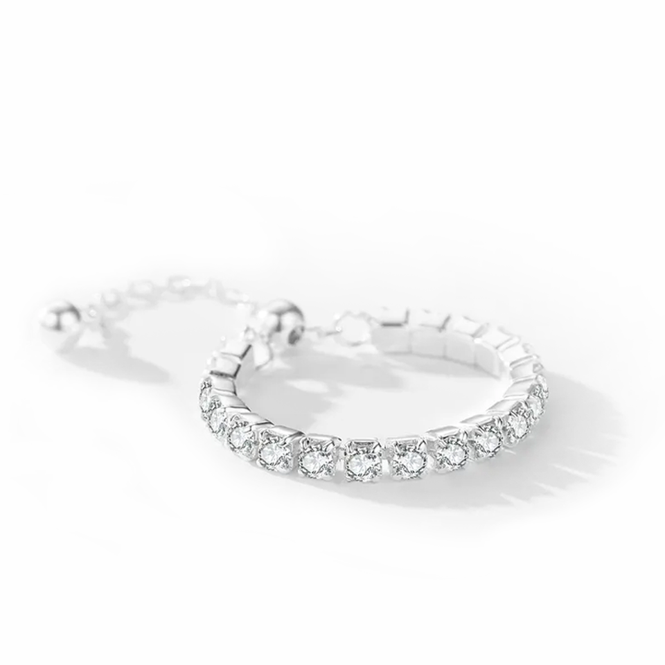 Inel tennis reglabil din argint 925 placat cu rodiu, cu pietre zirconiu – bijuterie elegantă Maison La Stéphanie, perfectă pentru ținute sofisticate sau cadou.