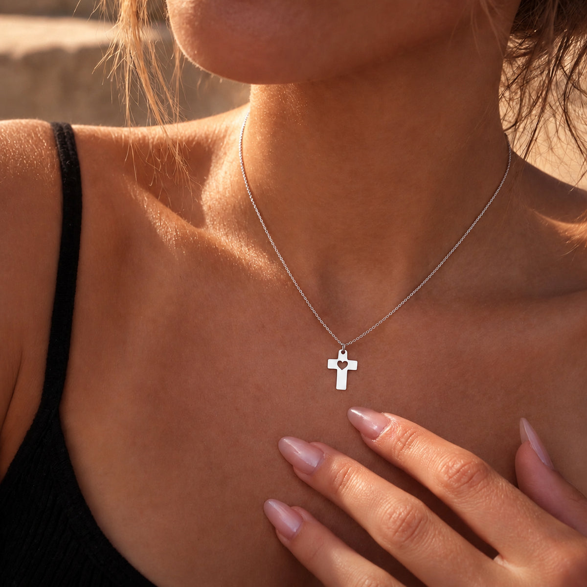 Faith & Love Cross Necklace, lantisor din argint 925