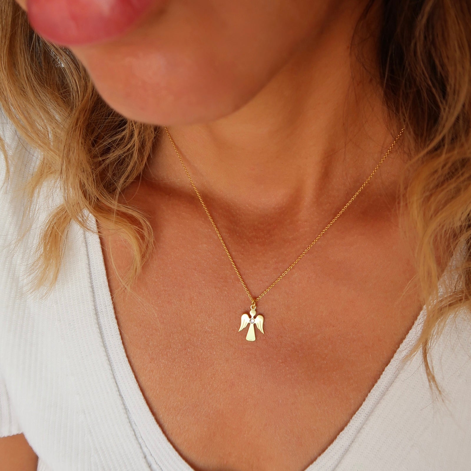Lanț Guardian Angel din argint 925 placat cu aur 18K – bijuterie simbolică Maison La Stéphanie, cadoul perfect de Crăciun pentru persoanele dragi.