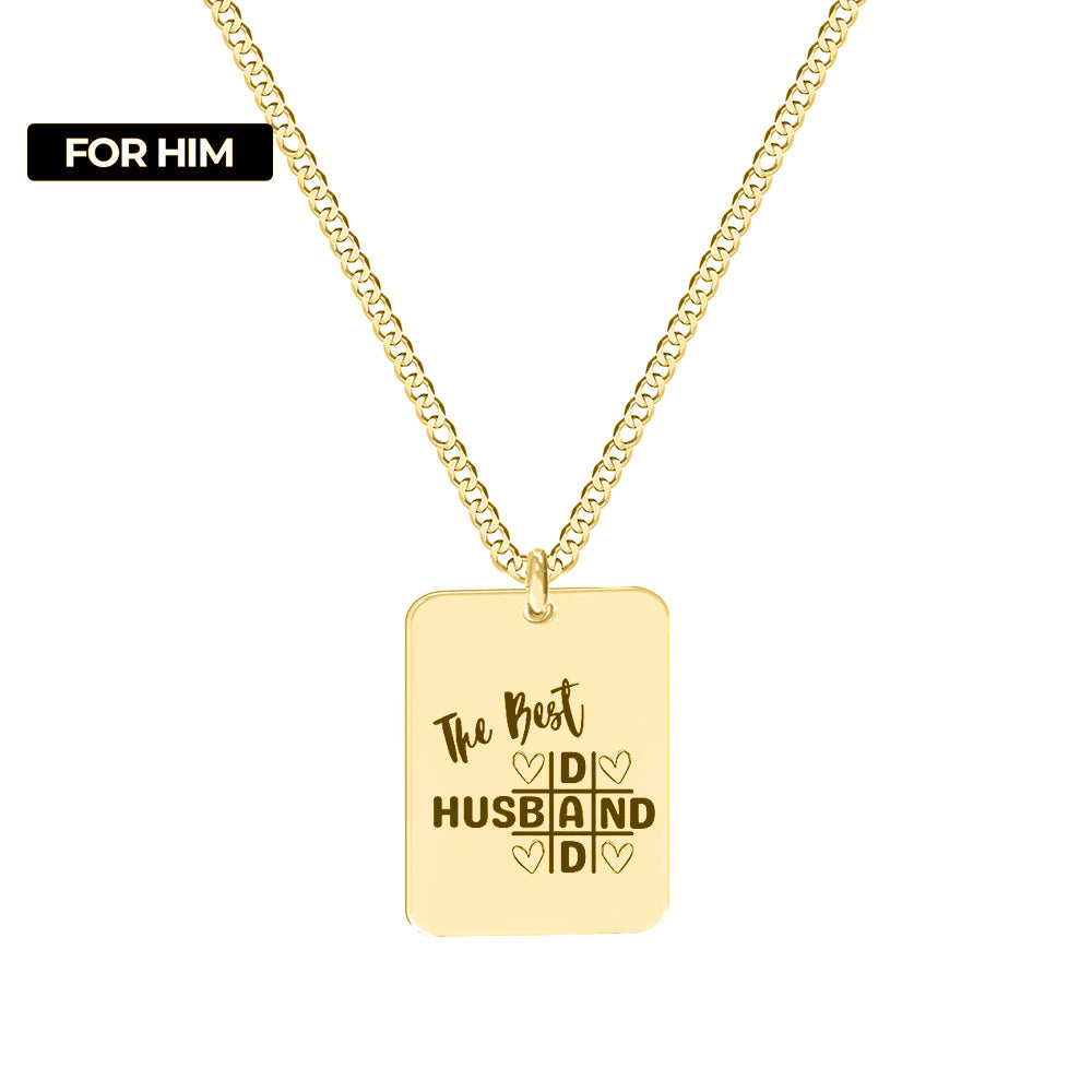 Lanț bărbați The Best Husband & Dad placat cu aur 18K – un cadou simbolic pentru soț și tată.