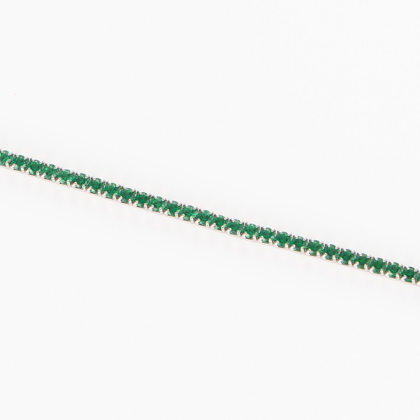 Lănțișor tennis elegant din argint 925 rodiat cu zirconia cubic verde vintage. Bijuterie sofisticată Maison La Stéphanie, ideală pentru cadou sau ocazii speciale.