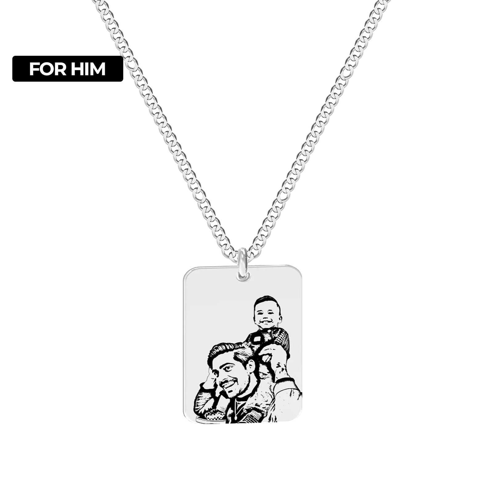 lant argint barbati cu pandantiv personalizat fotogravura cu poza