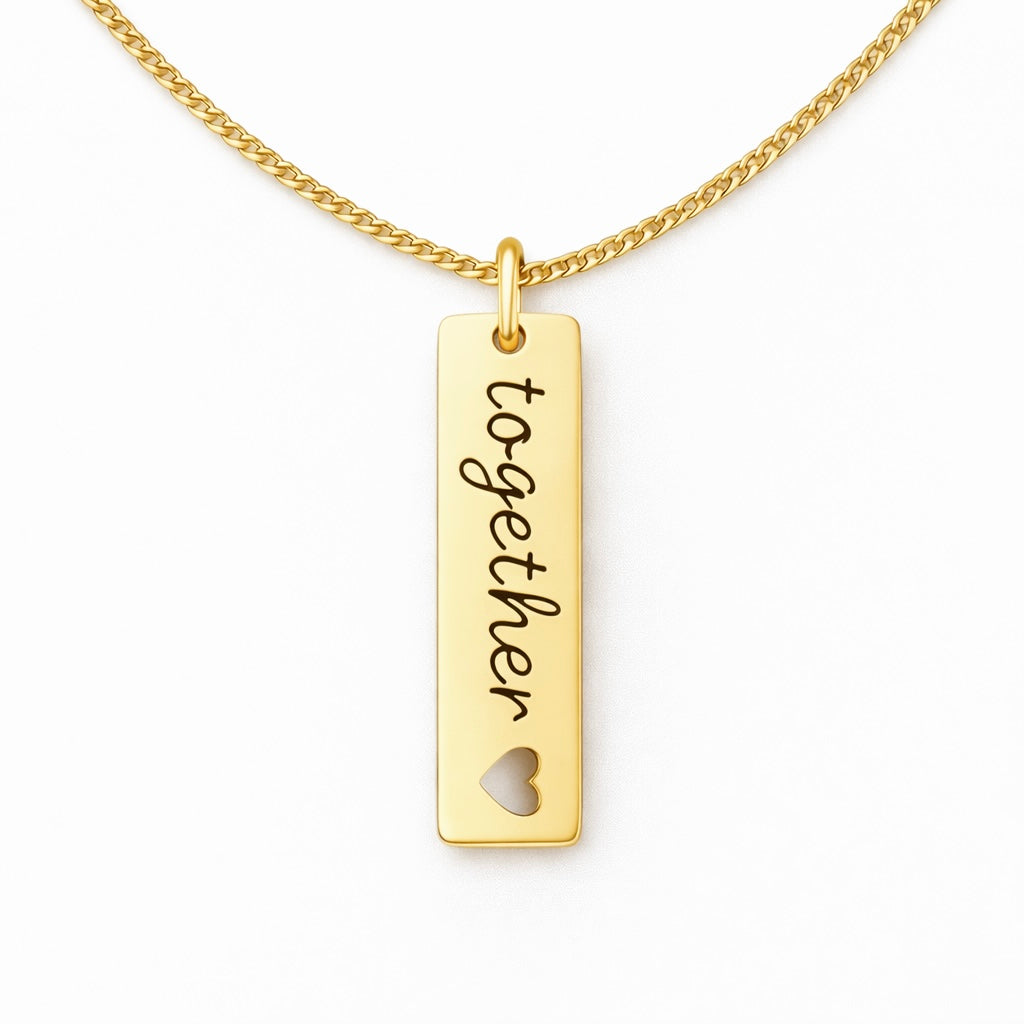 lantisor barbati argint placat cu aur cu placuta personalizata si inimioara decupata