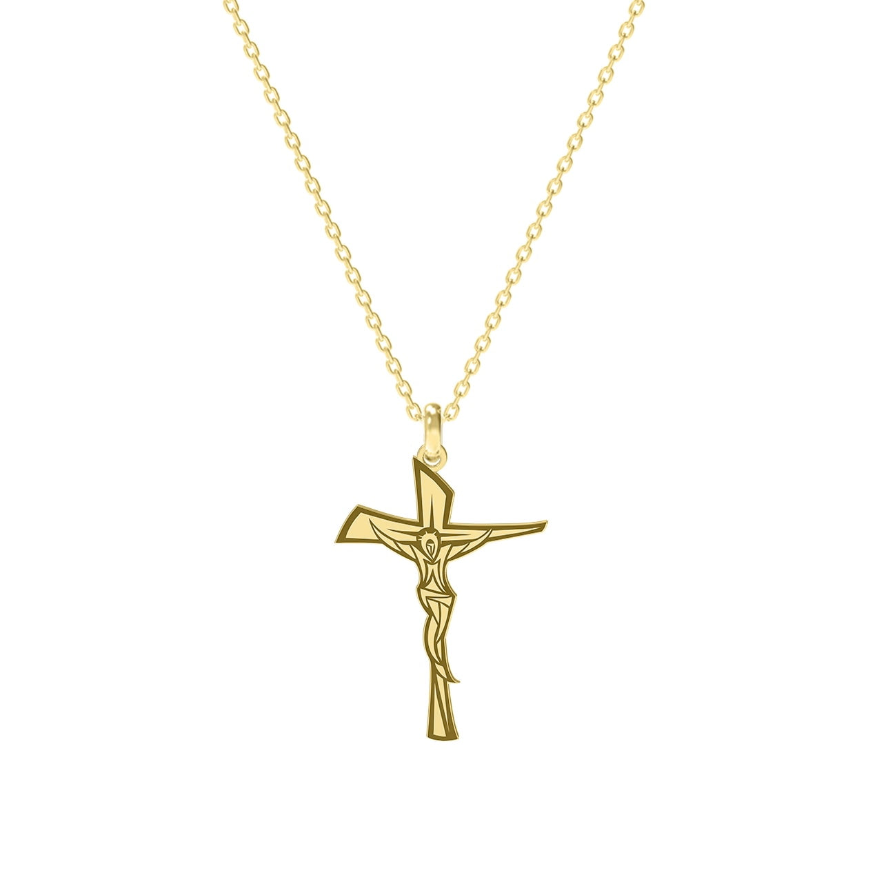 Lănțișor Cruce Isus din argint 925 placat cu aur 18K – bijuterie elegantă cu semnificație spirituală, simbol al credinței și al protecției. Cadou ideal pentru el sau pentru ea. Maison La Stéphanie.